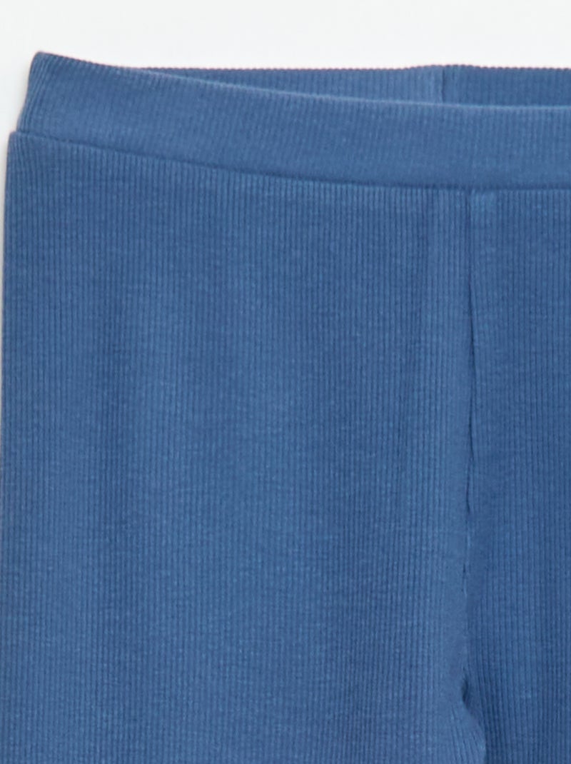 Legging maillé en coton uni Bleu - Kiabi