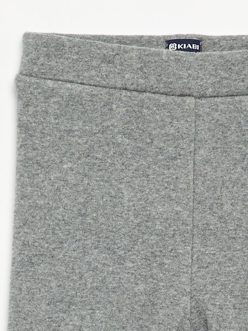 Legging uni en tricot gratté Gris - Kiabi