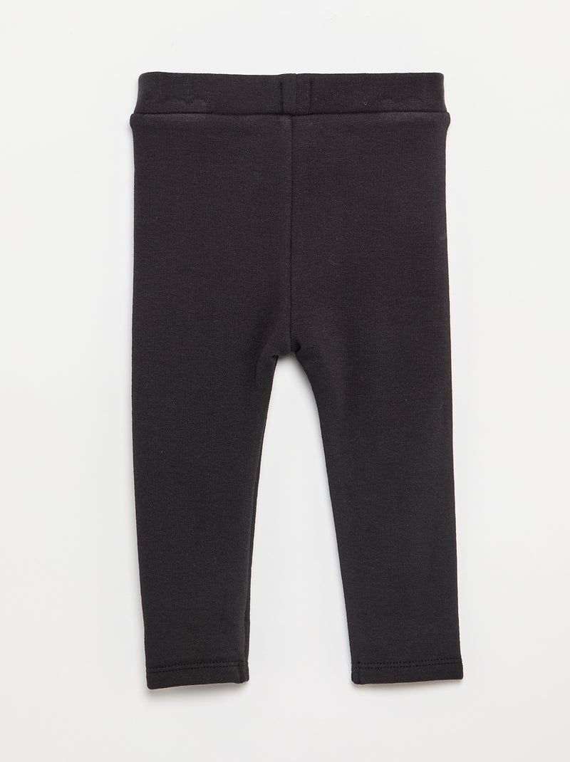 Legging uni en tricot gratté Noir - Kiabi