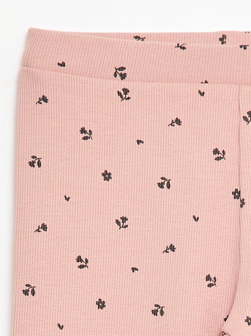 Leggings a coste con motivo Rosa - Kiabi