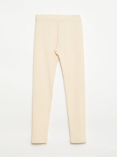 Leggings a maglia in cotone tinta unita - Kiabi