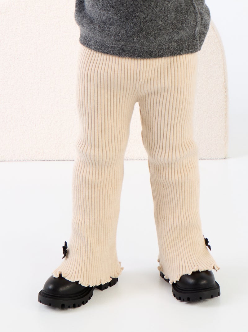 Leggings aus kompaktem Rippstrick Beige - Kiabi