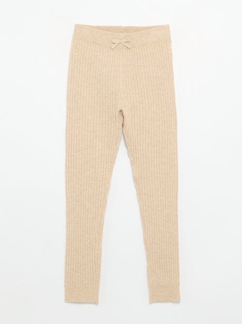 Leggings aus Strick uni mit Schleife an der Taille - Kiabi
