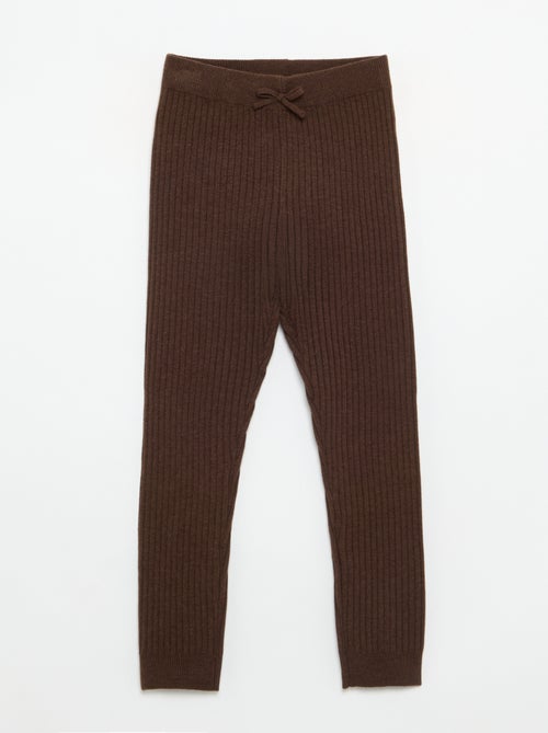 Leggings aus Strick uni mit Schleife an der Taille - Kiabi