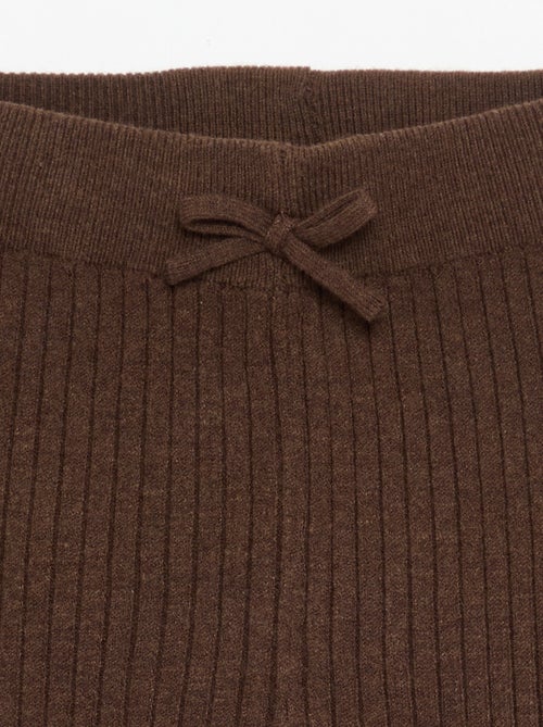 Leggings aus Strick uni mit Schleife an der Taille - Kiabi