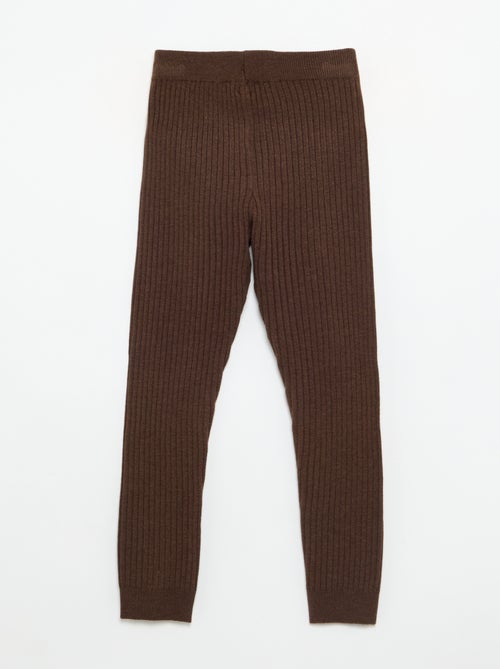 Leggings aus Strick uni mit Schleife an der Taille - Kiabi