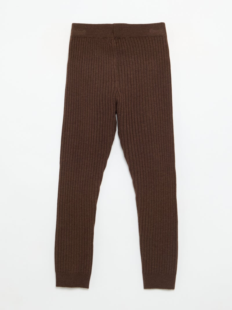 Leggings aus Strick uni mit Schleife an der Taille Braun - Kiabi