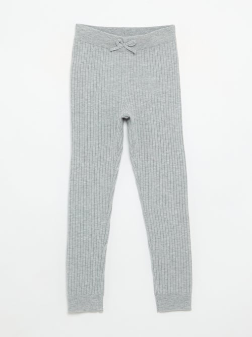 Leggings aus Strick uni mit Schleife an der Taille - Kiabi