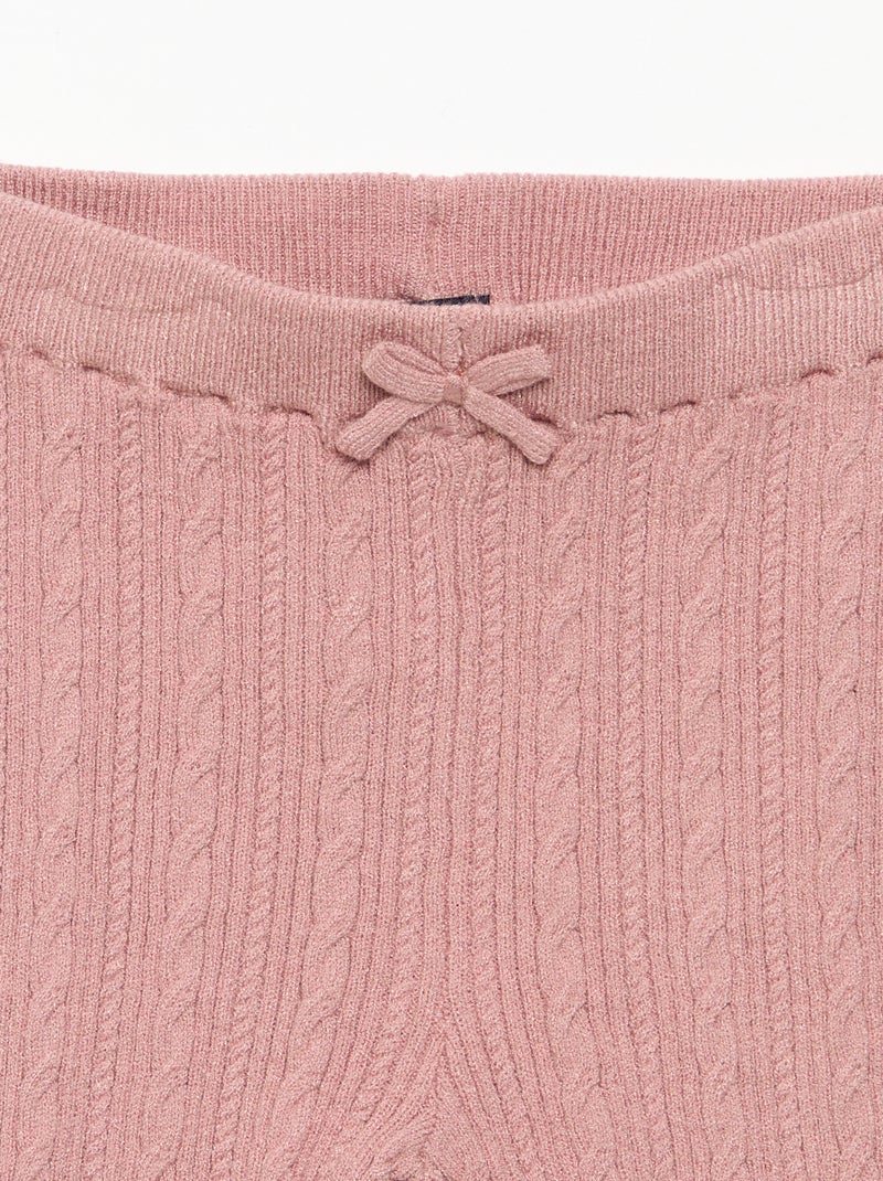 Leggings mit Schleife und Zopfmuster Rosa - Kiabi