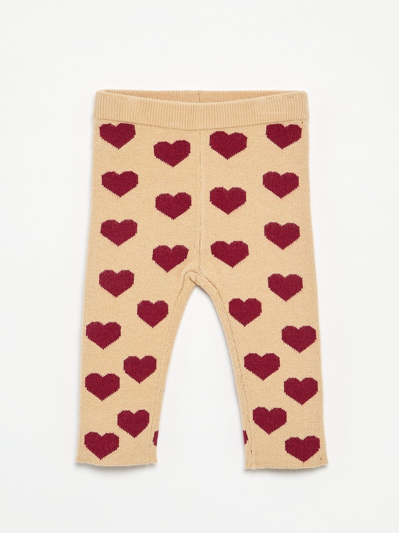 Leggings stampati in maglia compatta Beige - Kiabi