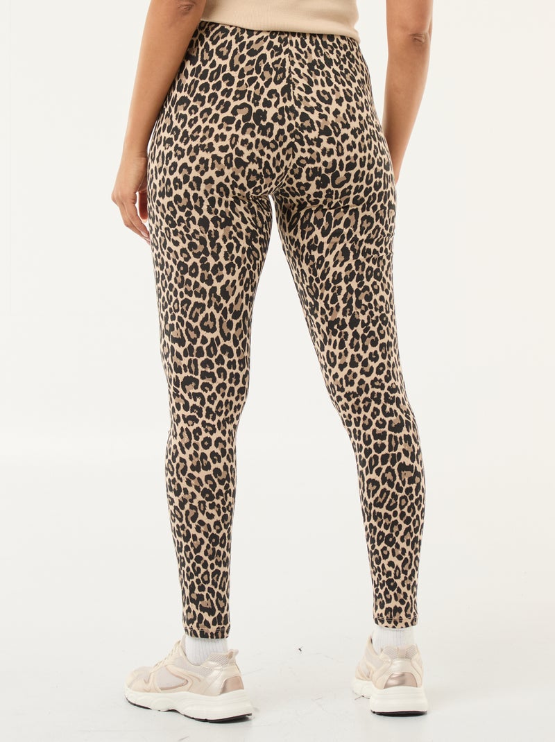 Leggings stampati leopardati in cotone Beige - Kiabi