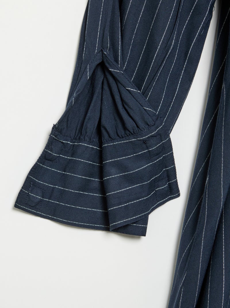 Leicht anzuziehendes langes Hemdblusenkleid Bleu - Kiabi