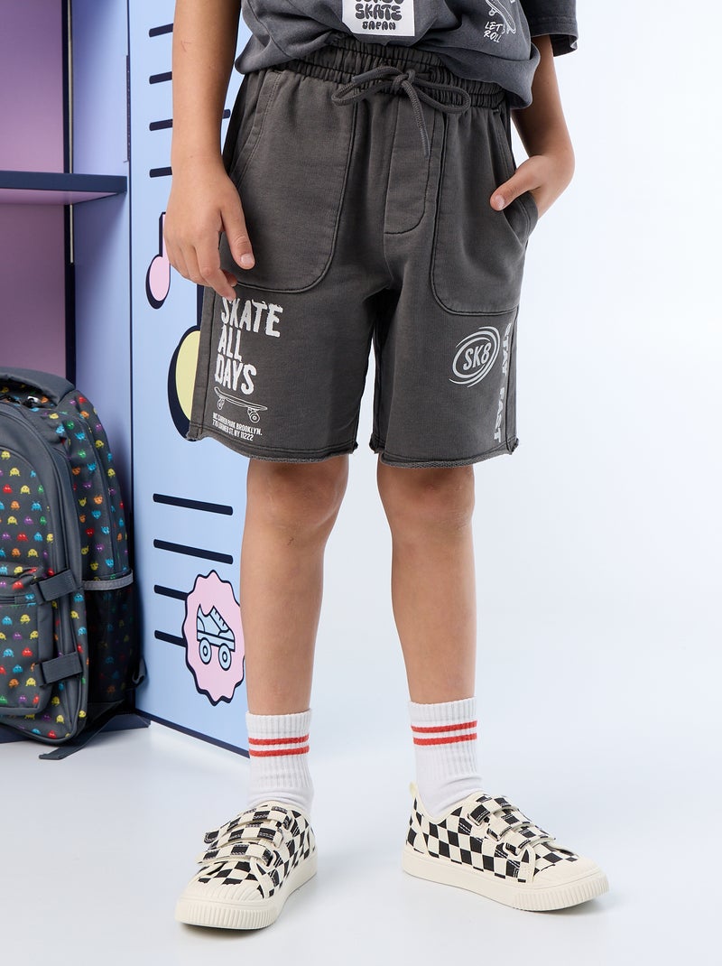 Leichte bedruckte Molton-Shorts Gris - Kiabi