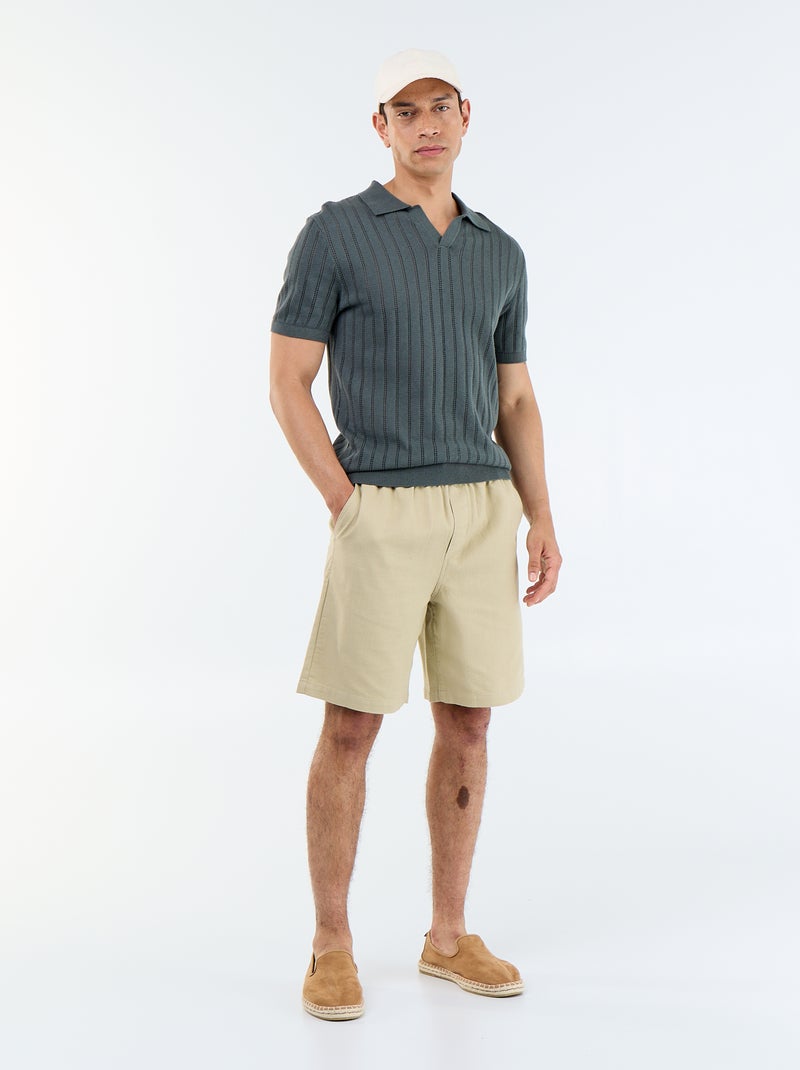 Leichte Bermuda aus Sweatmaterial mit Kordelzug Beige - Kiabi