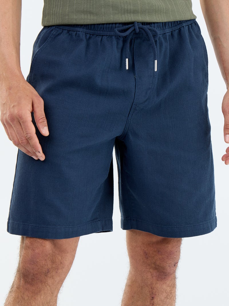 Leichte Bermuda aus Sweatmaterial mit Kordelzug Blau - Kiabi