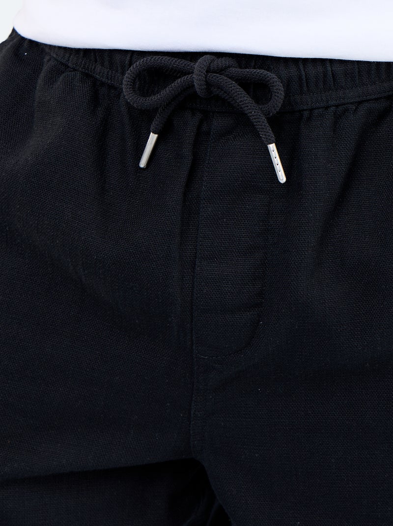 Leichte Bermuda aus Sweatmaterial mit Kordelzug Schwarz - Kiabi