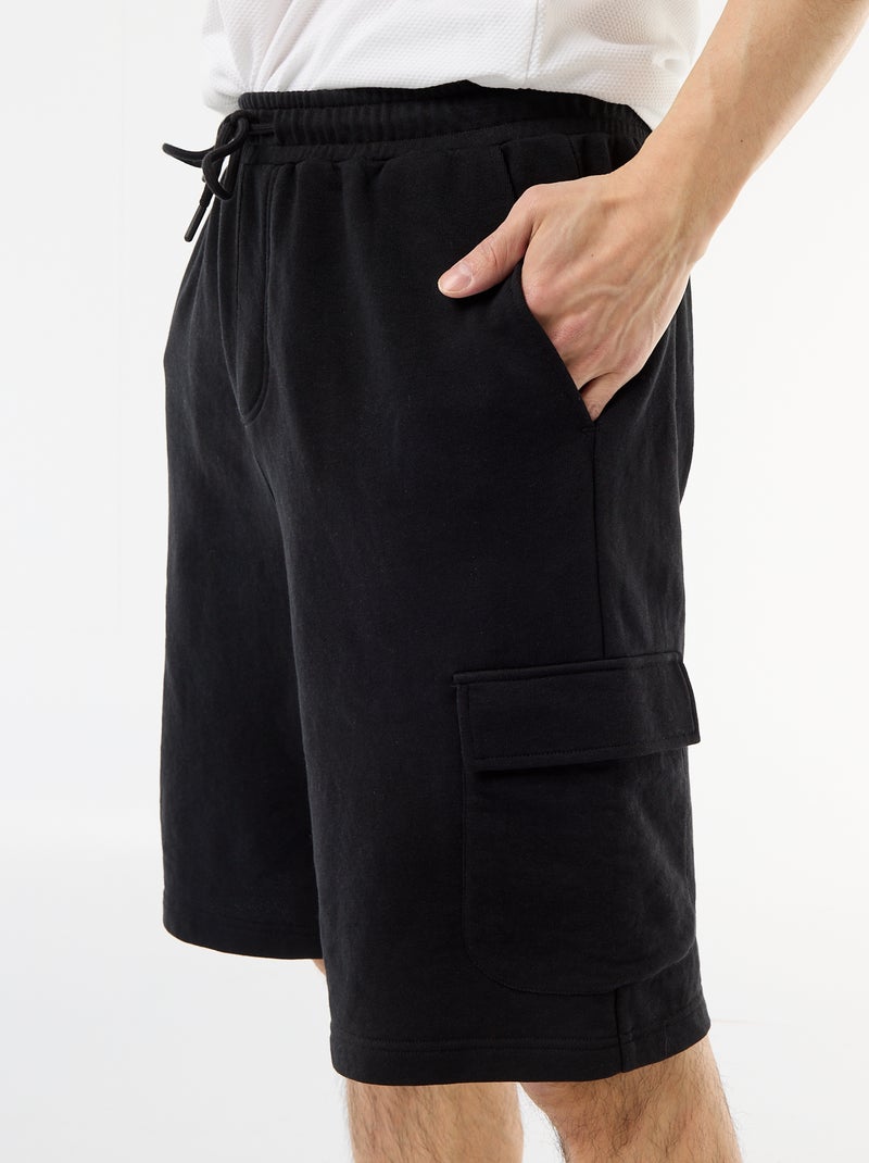 Leichte Bermuda aus Sweatstoff mit Pattentaschen Schwarz - Kiabi