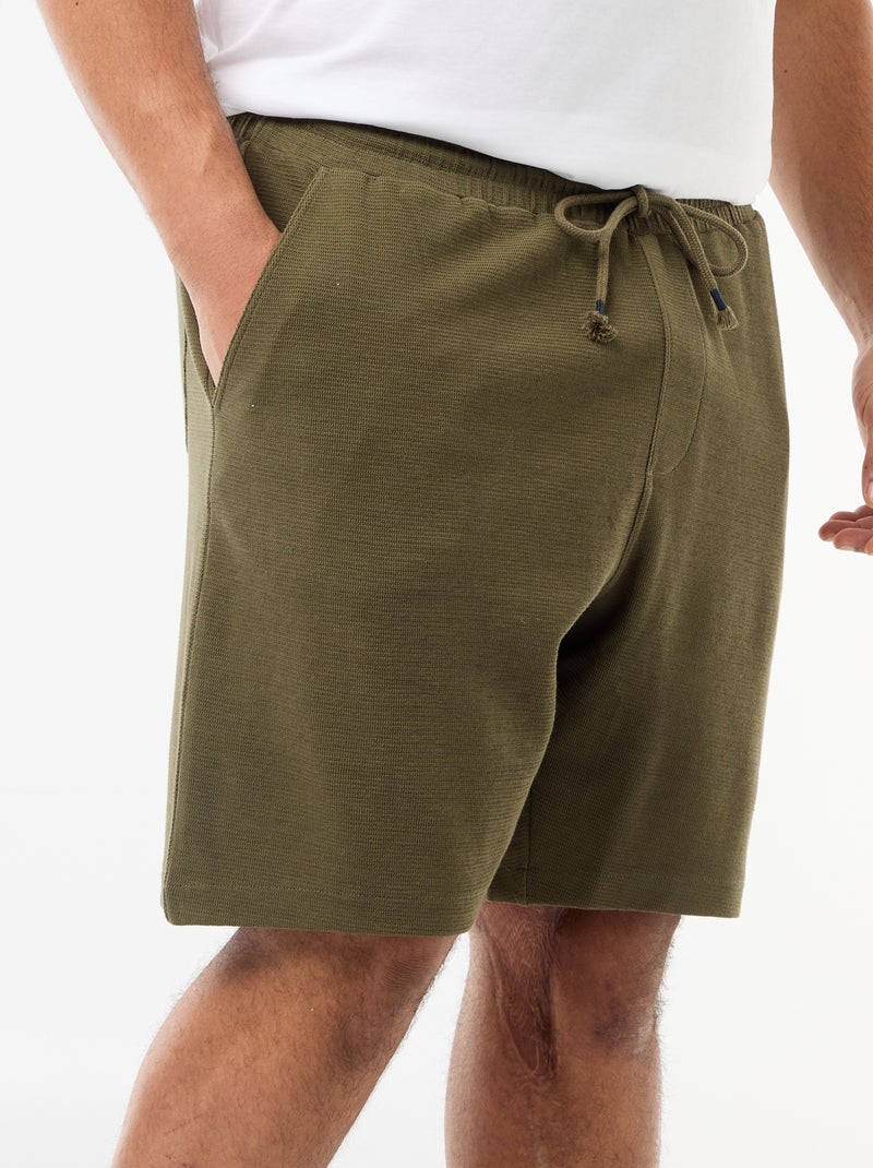 Leichte Fleece-Bermudas Khaki - Kiabi