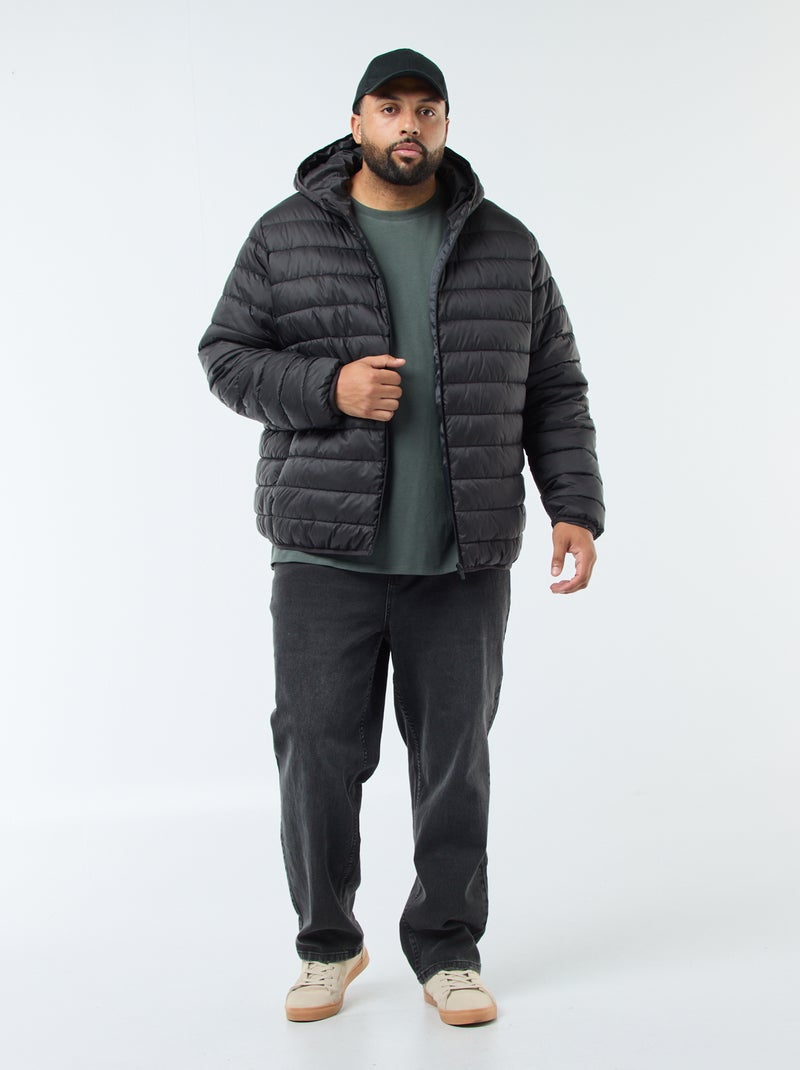 Leichte gesteppte Jacke mit Kapuze Schwarz - Kiabi
