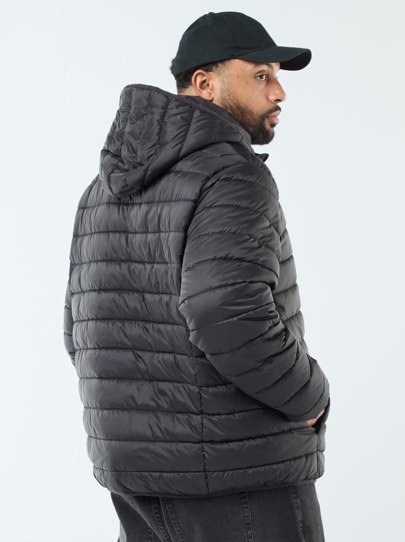 Leichte gesteppte Jacke mit Kapuze Schwarz - Kiabi