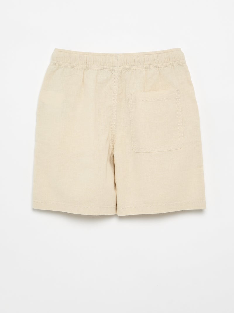 Leichte gestreifte Shorts aus Baumwolle und Leinen Beige - Kiabi