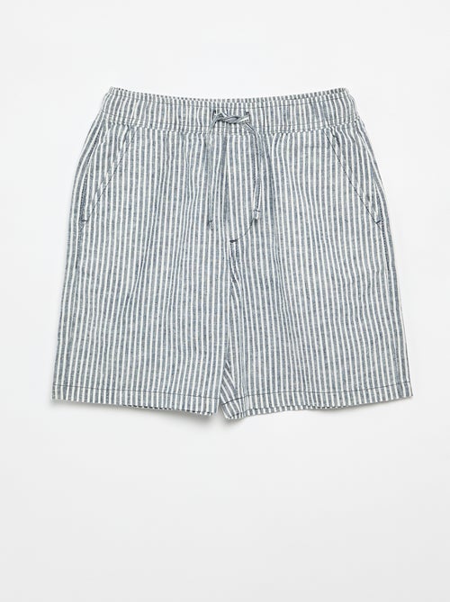 Leichte gestreifte Shorts aus Baumwolle und Leinen - Kiabi