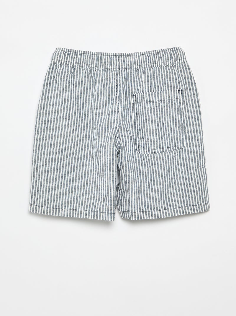 Leichte gestreifte Shorts aus Baumwolle und Leinen Blau - Kiabi
