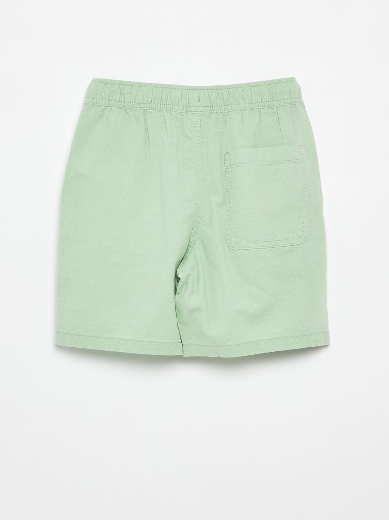 Leichte gestreifte Shorts aus Baumwolle und Leinen Grün - Kiabi