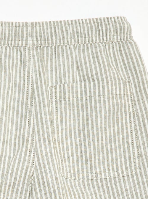 Leichte gestreifte Shorts aus Baumwolle und Leinen - Kiabi