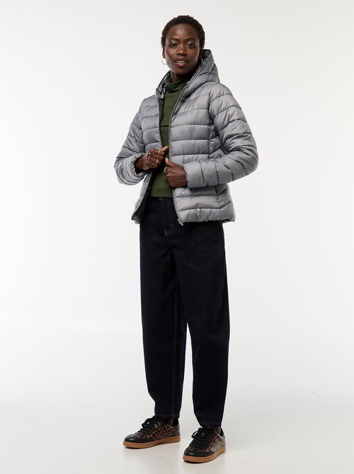 Leichte Kapuzen-Steppjacke unifarben - Kiabi