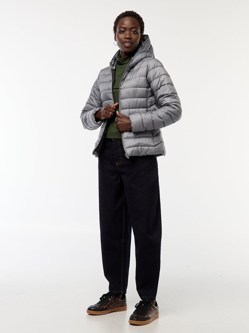 Leichte Kapuzen-Steppjacke unifarben Grau - Kiabi