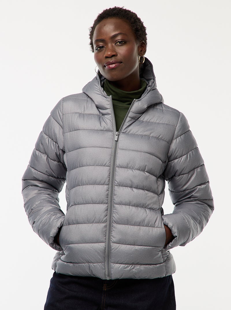 Leichte Kapuzen-Steppjacke unifarben Grau - Kiabi