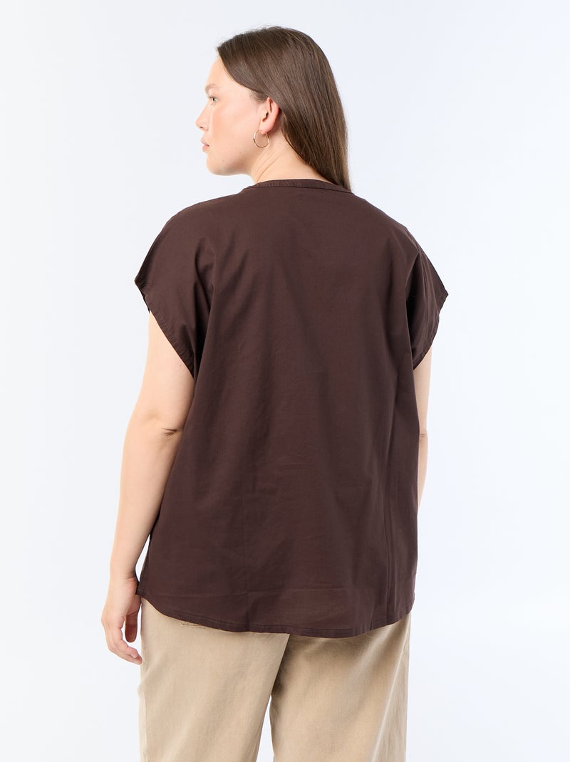 Leichte kurzärmlige Bluse Braun - Kiabi