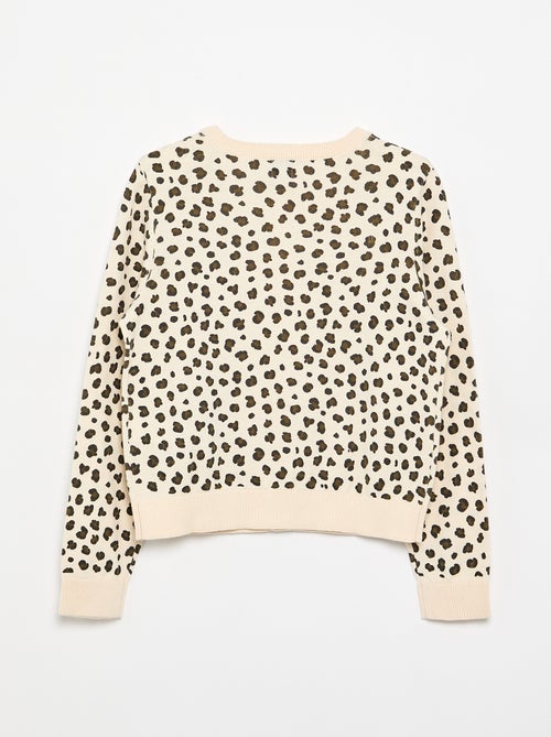 Leichte Rundhals-Strickjacke mit Leopardenmuster - Kiabi