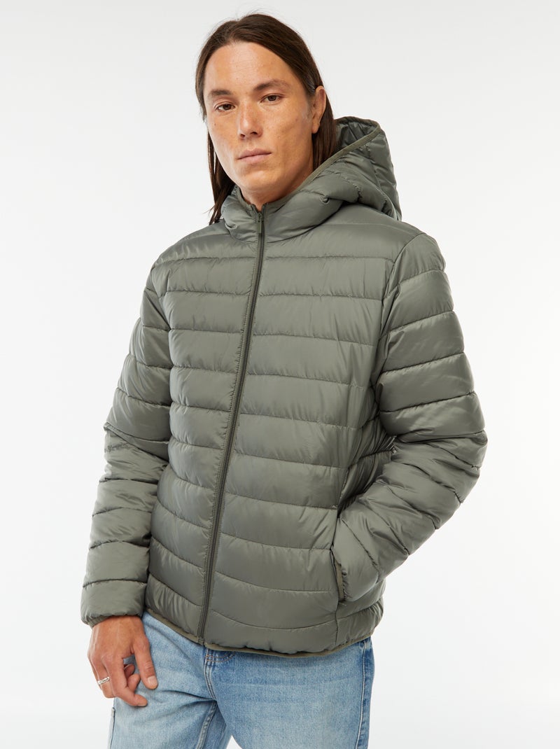 Leichte Steppjacke mit Kapuze Grün - Kiabi