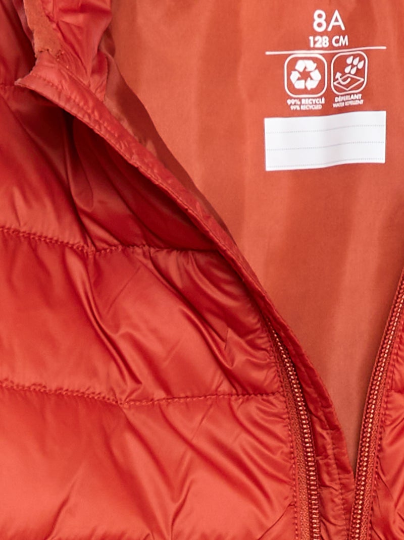 Leichte Steppjacke mit Kapuze Orange - Kiabi