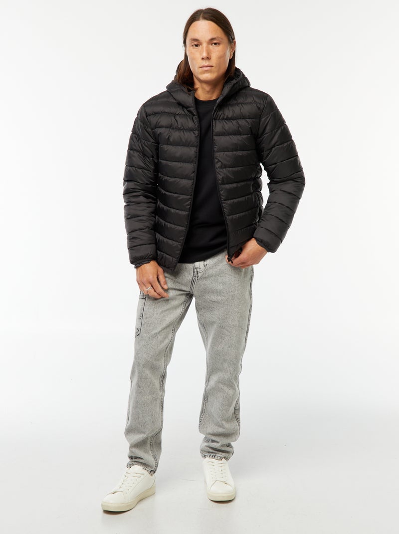 Leichte Steppjacke mit Kapuze Schwarz - Kiabi