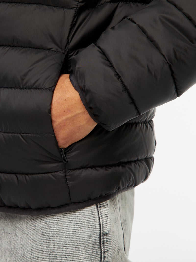 Leichte Steppjacke mit Kapuze Schwarz - Kiabi