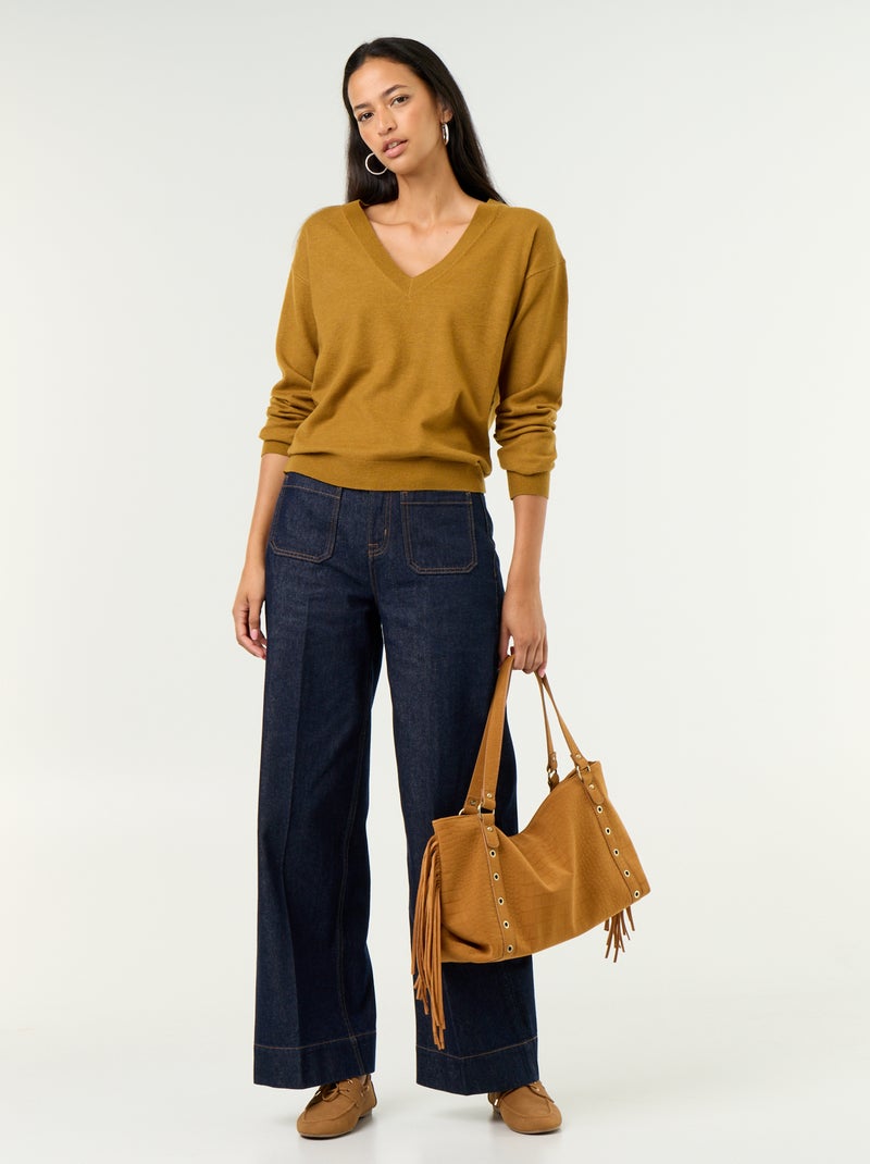 Leichter V-Ausschnitt-Pullover Rouge - Kiabi