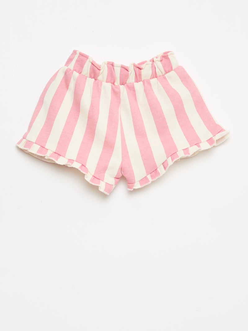 Leichter Volant-Short aus Molton Rosa - Kiabi