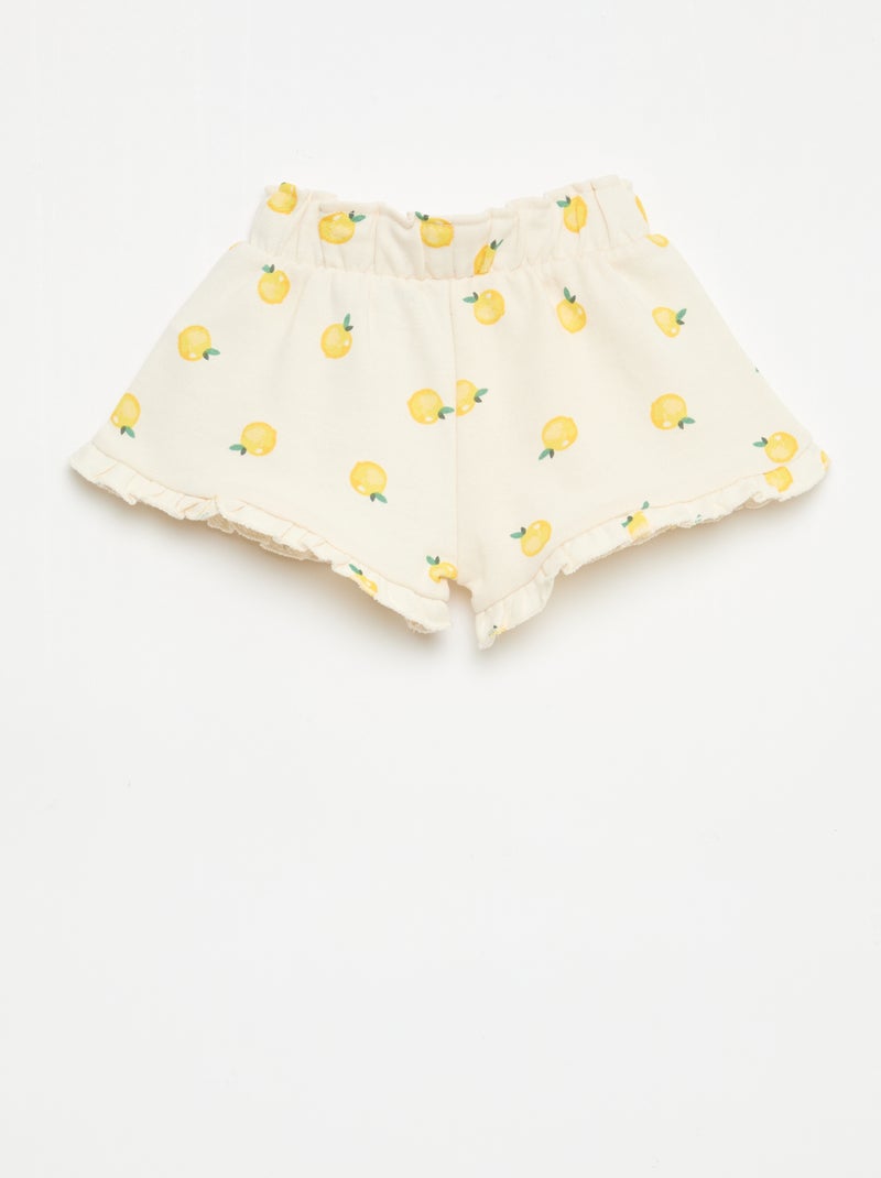 Leichter Volant-Short aus Molton Weiß - Kiabi