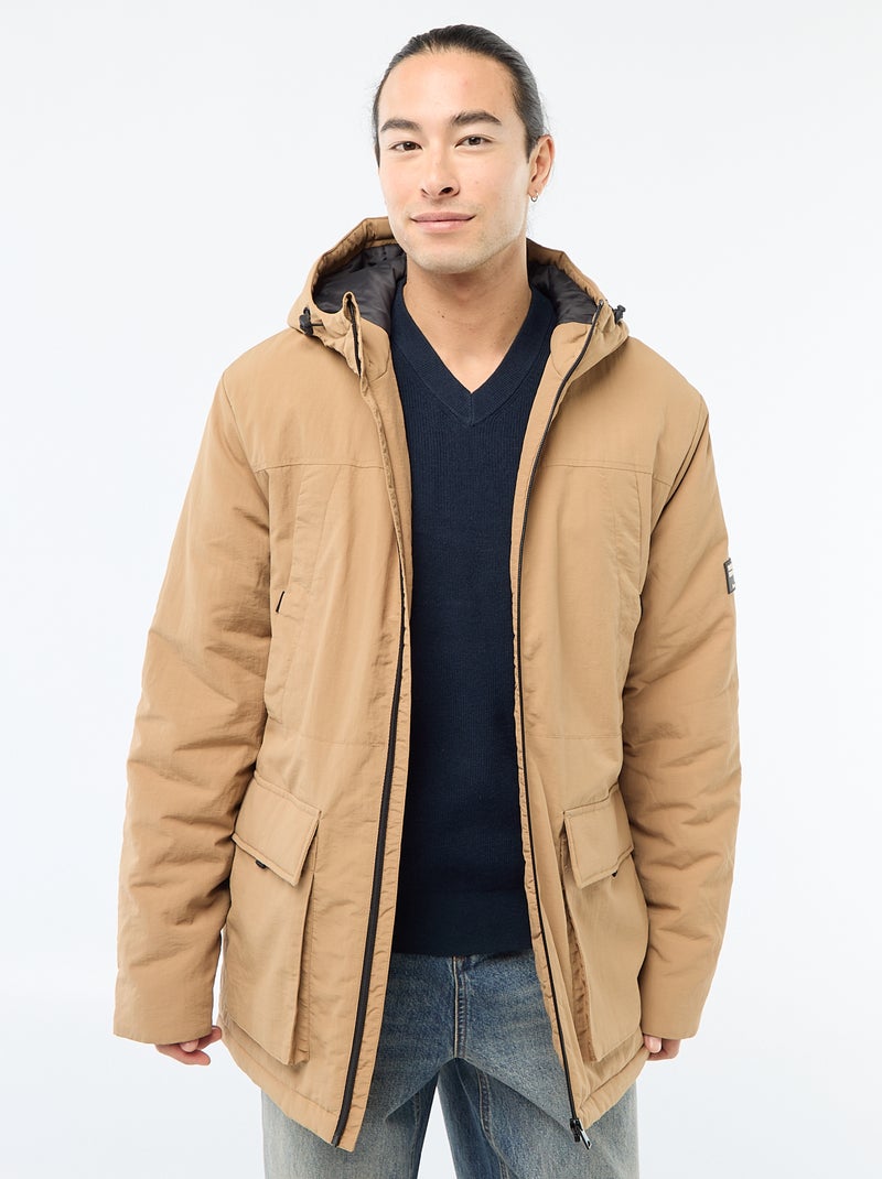 Leichter, wasserabweisender Kapuzenparka Beige - Kiabi