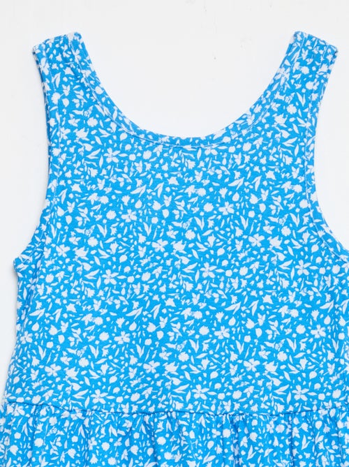 Leichtes Baumwoll-Strickkleid mit Allover-Muster und schmalen Trägern - Kiabi