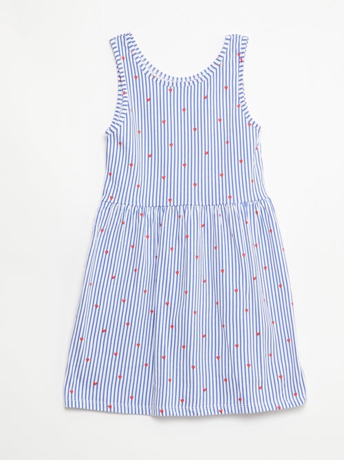 Leichtes Baumwoll-Strickkleid mit Allover-Muster und schmalen Trägern - Kiabi