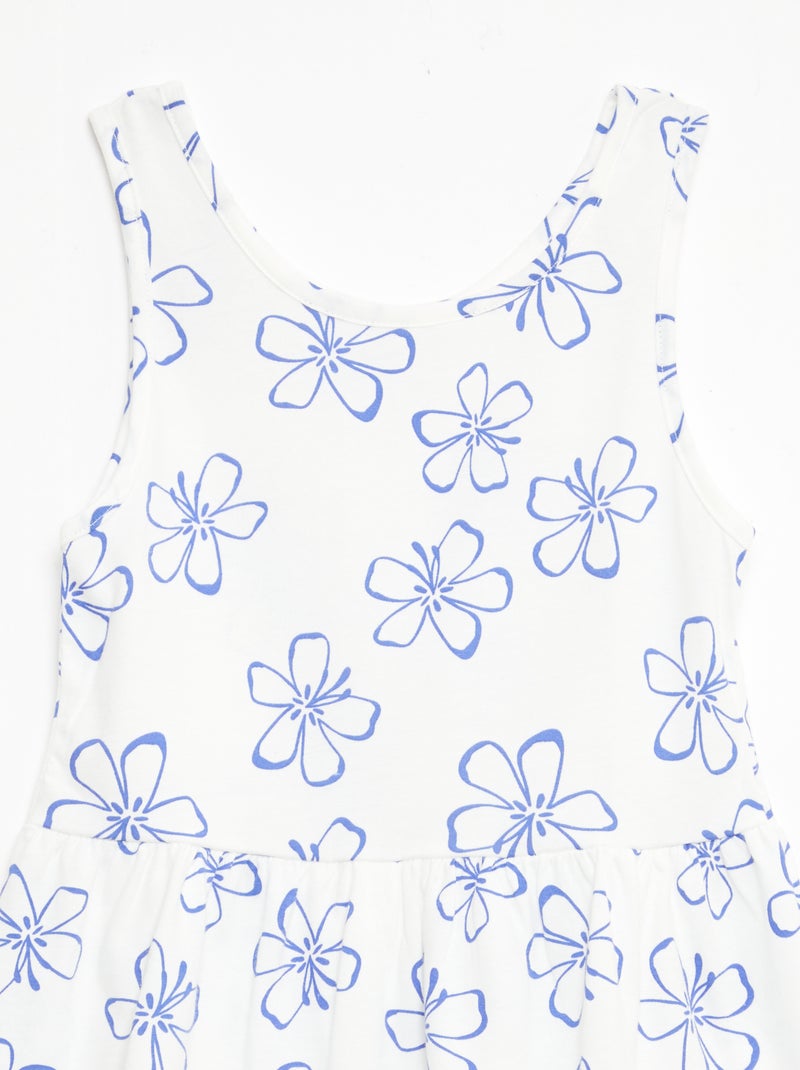 Leichtes Baumwoll-Strickkleid mit Allover-Muster und schmalen Trägern Weiß - Kiabi