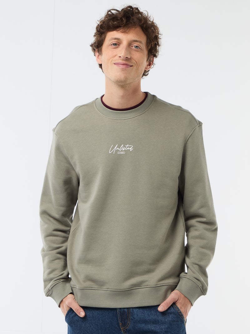 Leichtes French-Terry-Sweatshirt mit beidseitigem Print Khaki - Kiabi