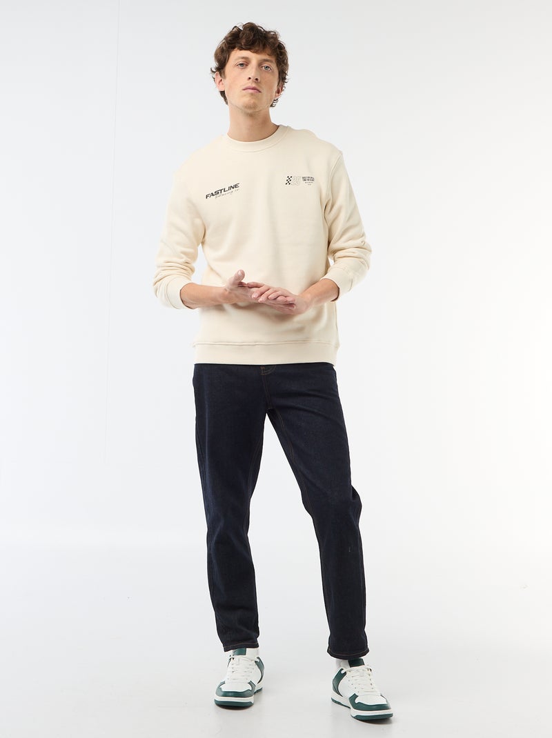Leichtes French-Terry-Sweatshirt mit beidseitigem Print Weiß - Kiabi