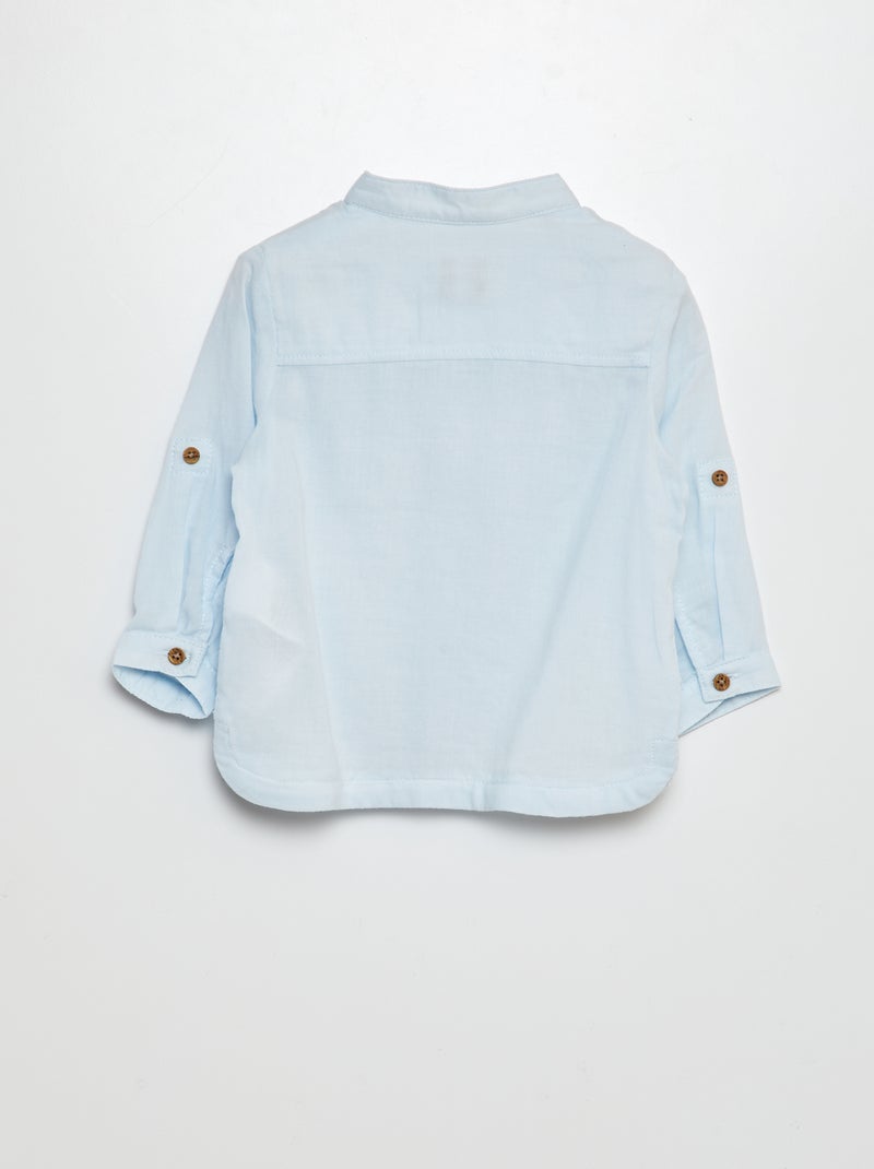 Leichtes Hemd mit Mao-Kragen Blau - Kiabi