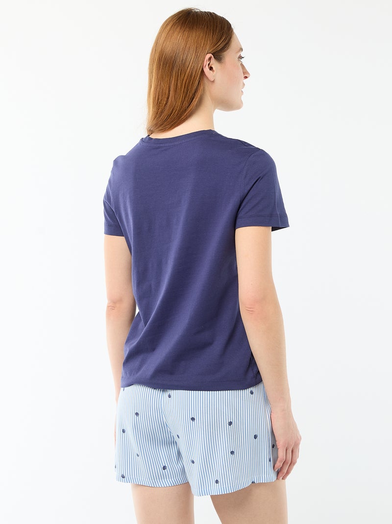 Leichtes Pyjama-Set: Gestreiftes Oberteil und Shorts Blau - Kiabi