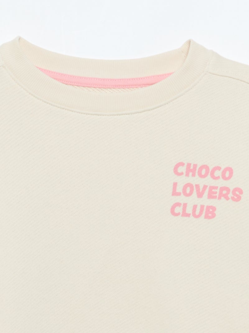 Leichtes Sweatshirt aus French Terry, beidseitig bedruckt Beige - Kiabi
